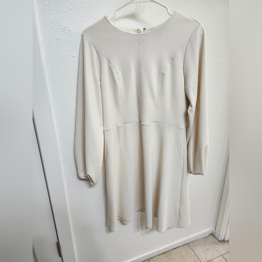 Express Cream Long Sleeve Dress